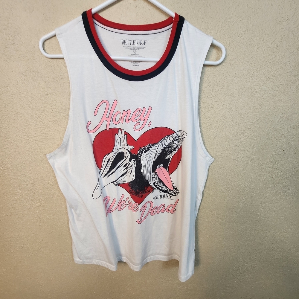 Beetlejuice White Muscle Tee with Red Accents XL (19) 5930